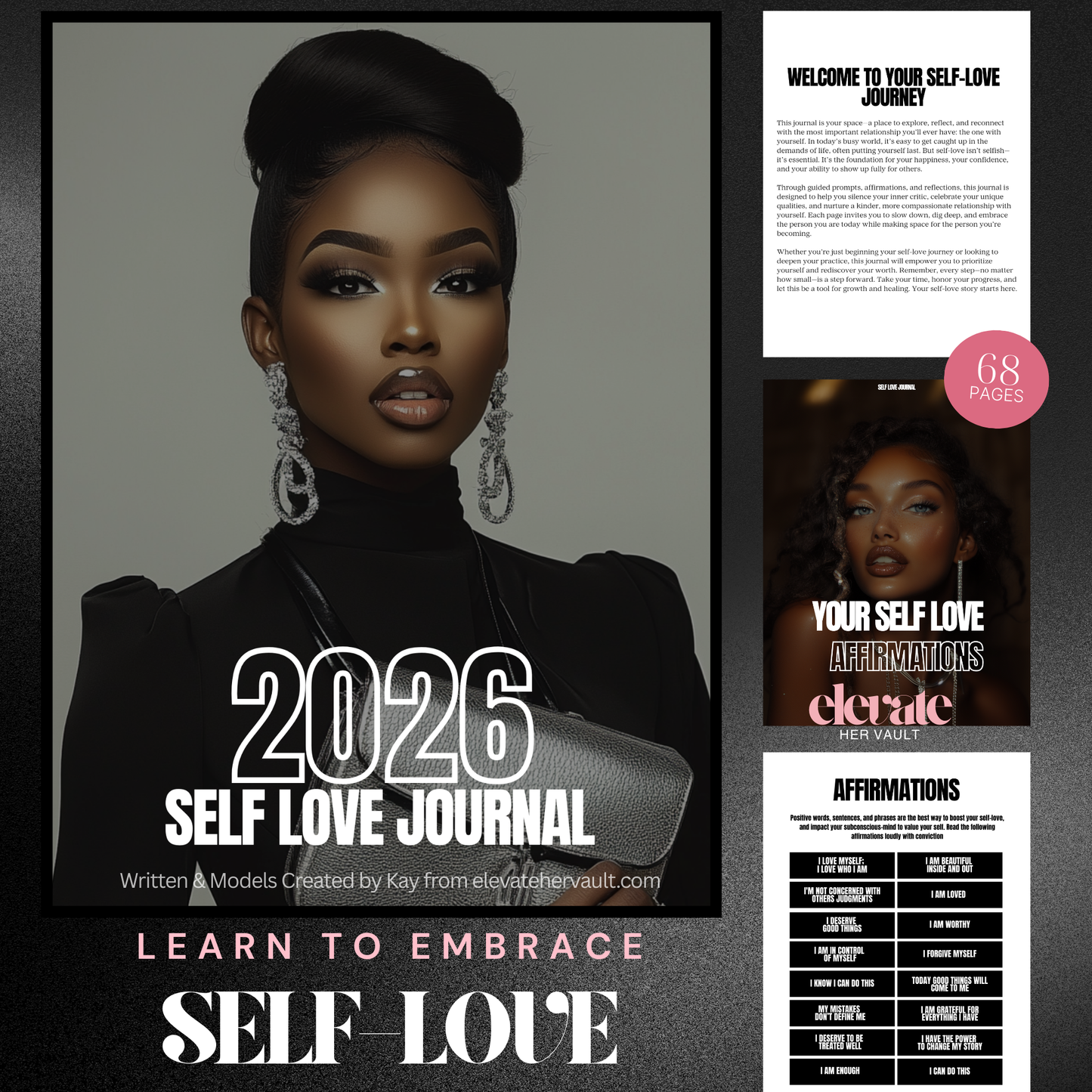 2026 Self Love Journal cover with a woman's portrait and text about self-love.