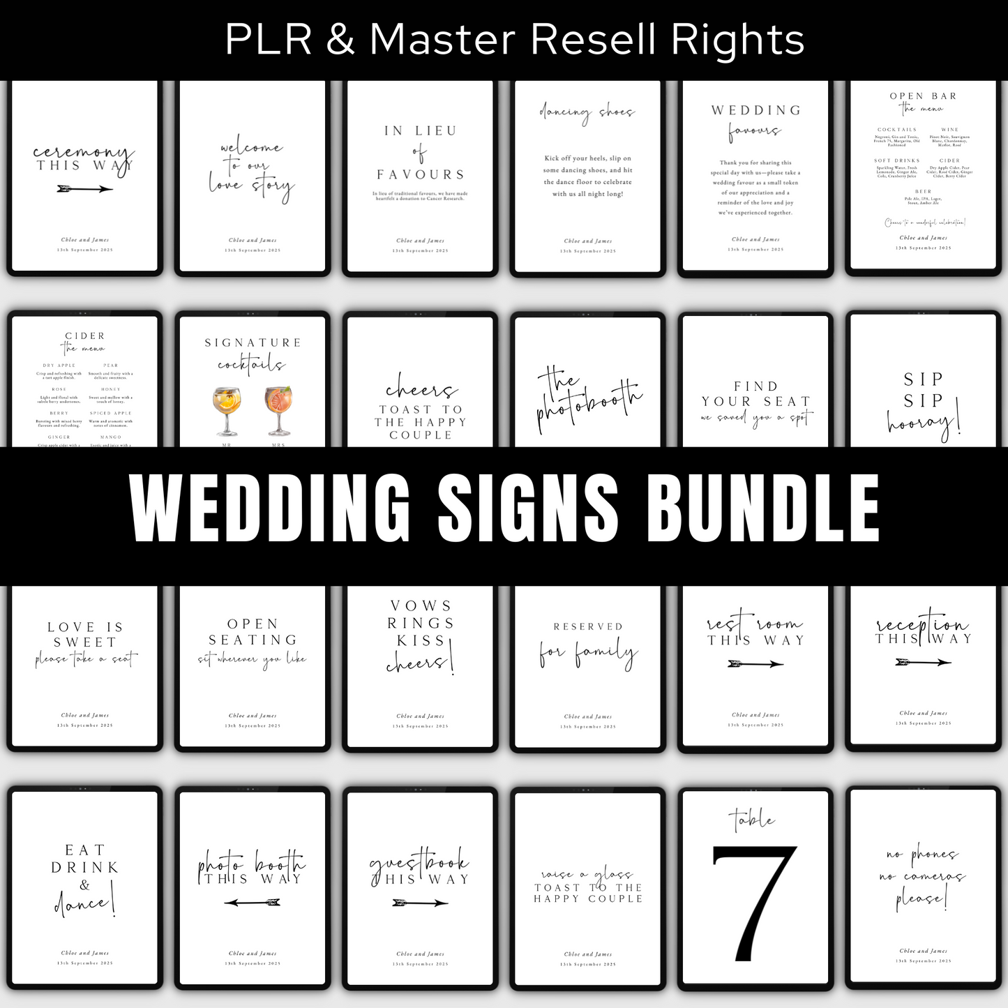 www.elevatehervault.com white wedding signs bundle
