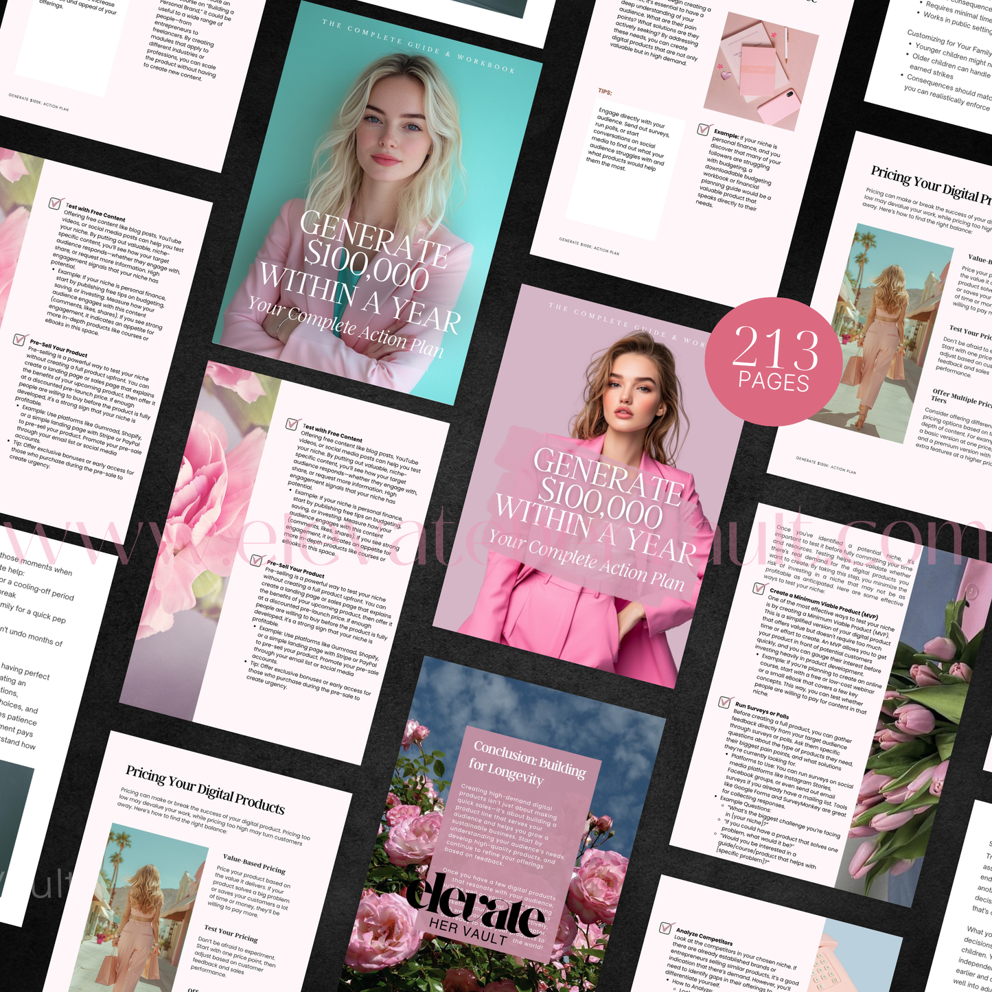 step-by-step business roadmap, ebook for online coaches, monetization planner PDF, Canva guide for entrepreneurs, PLR business resource, launch your brand guide, six-figure workbook, editable content pack, PLR income tool, www.elevatehervault.com