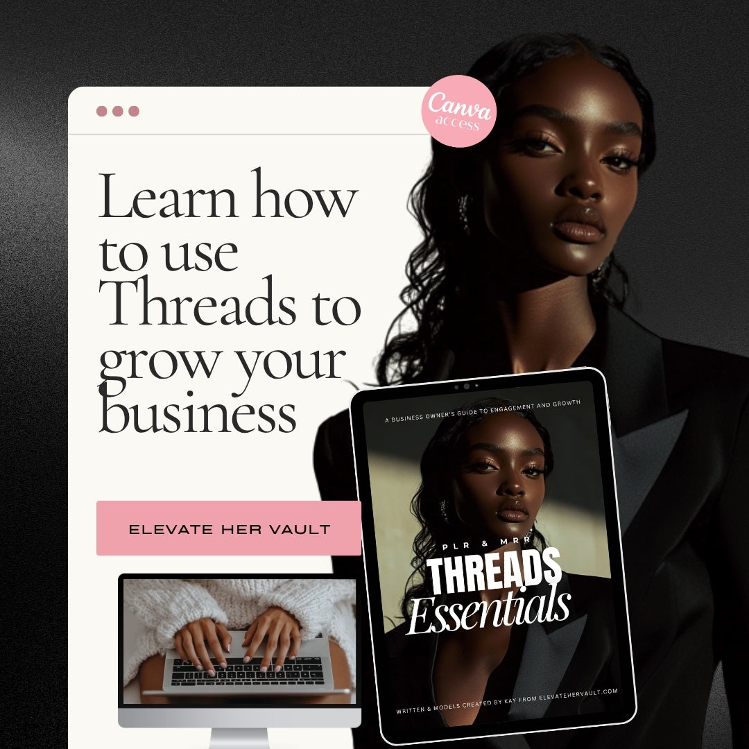 Learn how to use Threads to grow your business with this faceless-friendly guide, available as a Canva-editable PLR digital product. www.elevatehervault.com