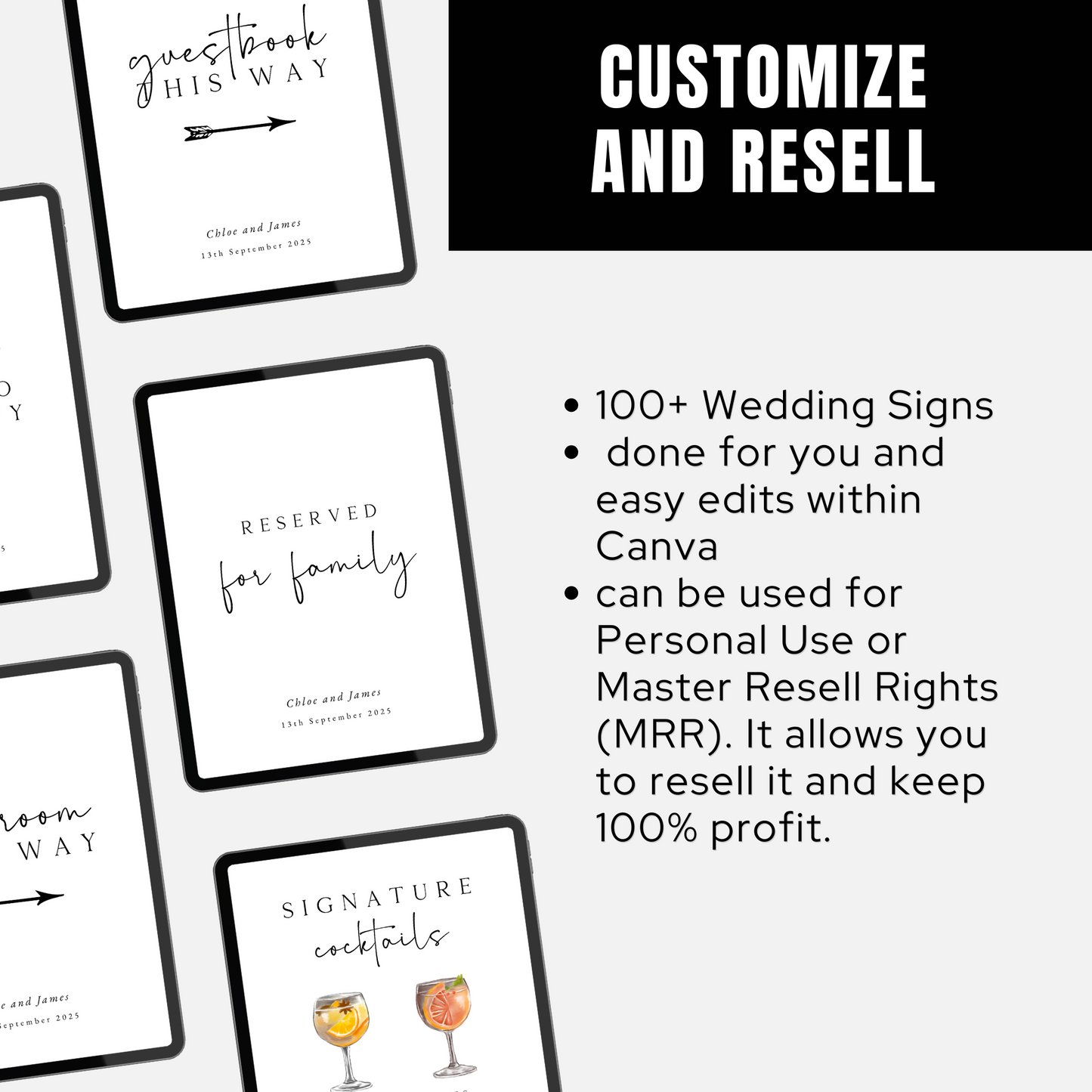 Modern Wedding Signage Template Minimalist Wedding Sign Bundle Editable Wedding Sign Printable MRR Welcome Sign Bundle Reception Sign