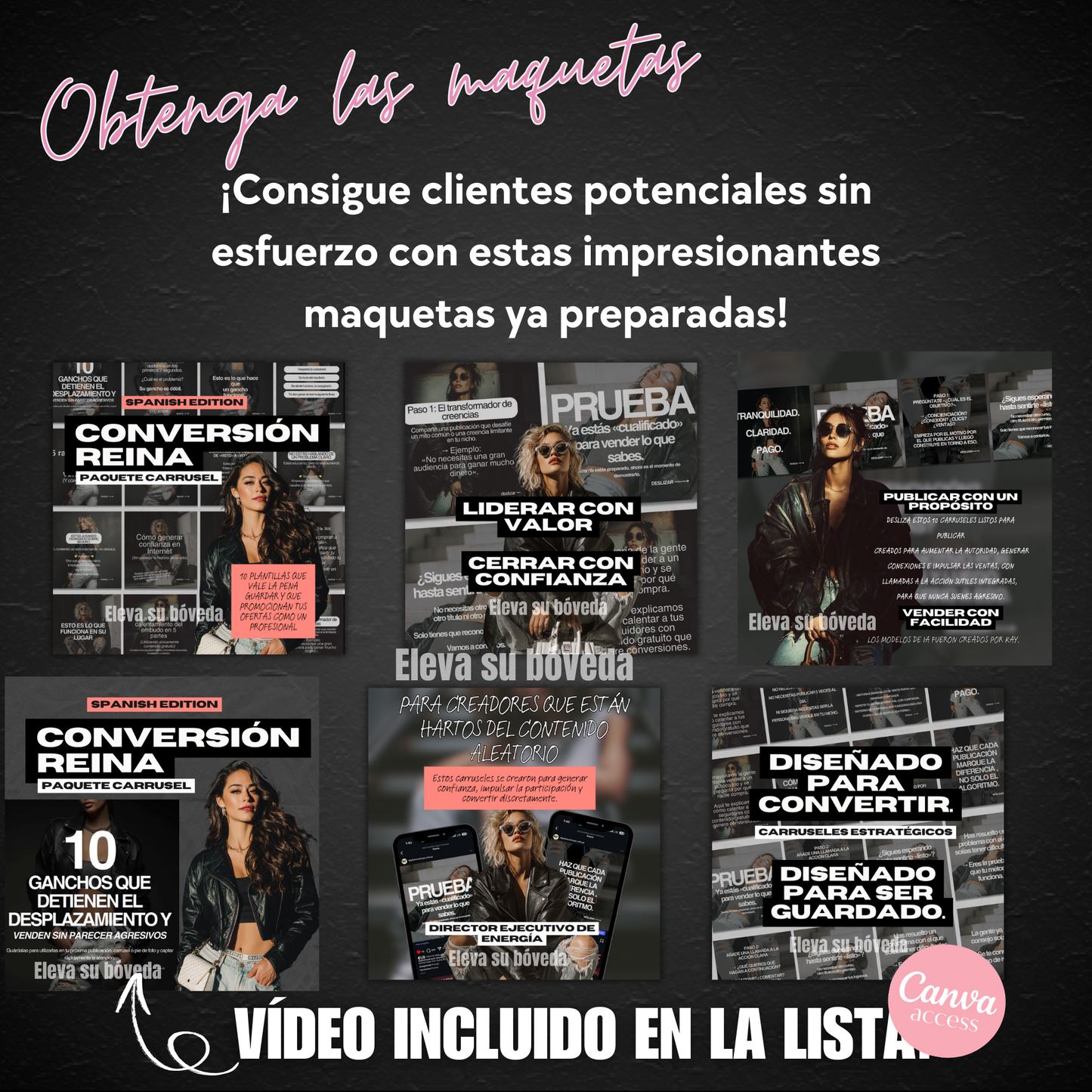 Instagram Carousel Posts Spanish Conversión Reina: Paquete Carrusel (Spanish Edition) PLR and MRR