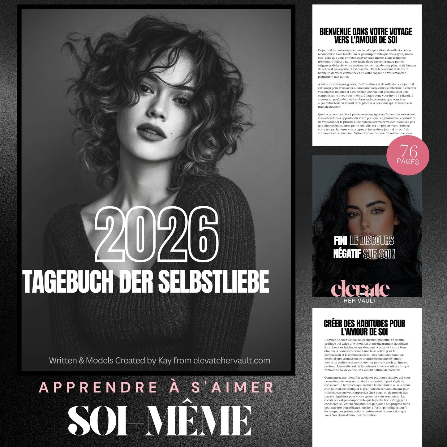 Book cover with a woman's face and text about self-love and self-discovery for the year 2026.