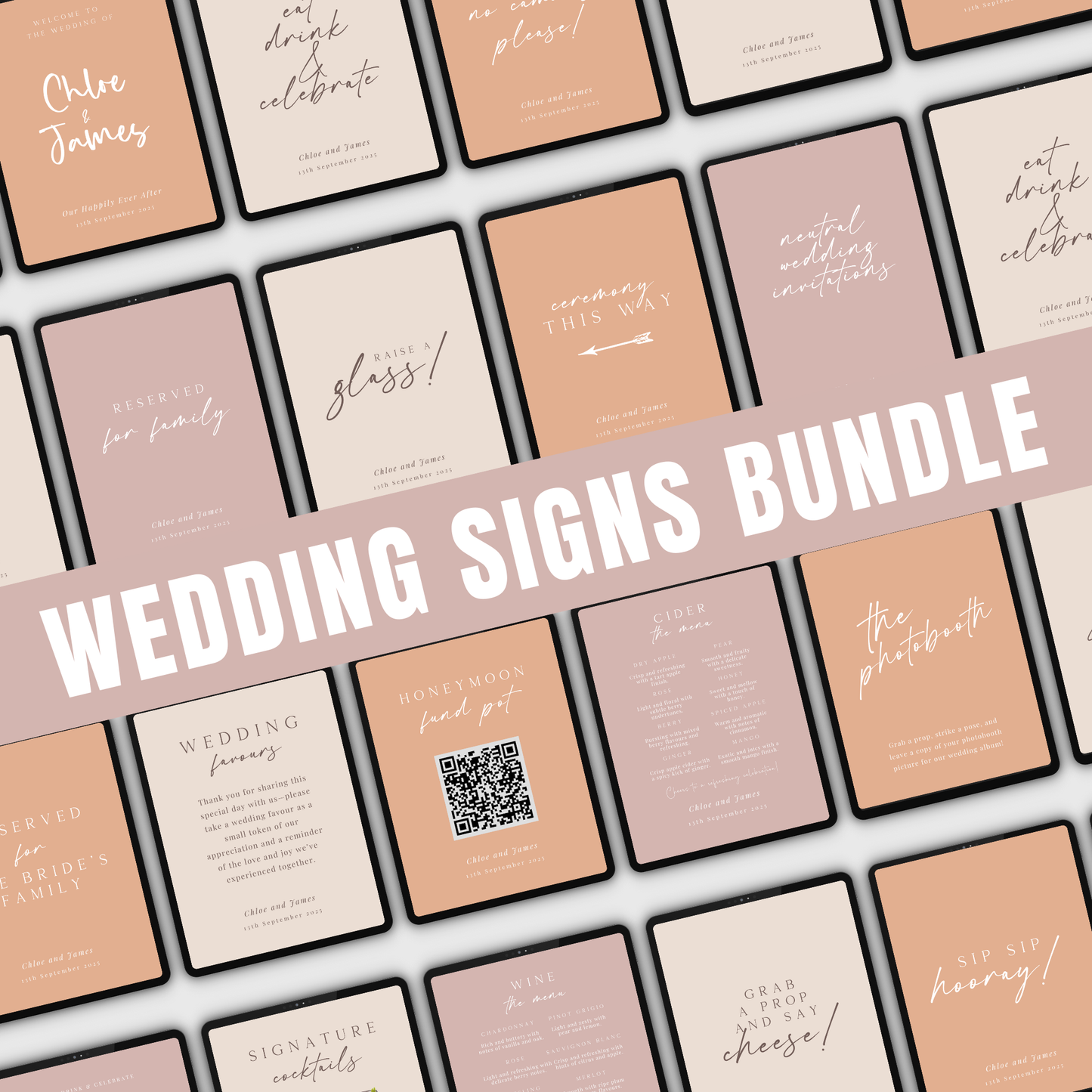 Wedding Sign Bundle Editable Wedding Sign Printable MRR Welcome Sign Modern Wedding Signage Templates Reception Signs PLR Digital Product