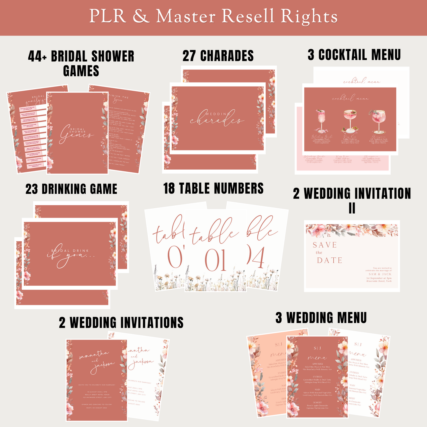 Terracotta Wedding Invitation Canva Wedding Templates Save the Date Editable Digital Invite Set Wedding Stationery Rustic Wedding Invitation
