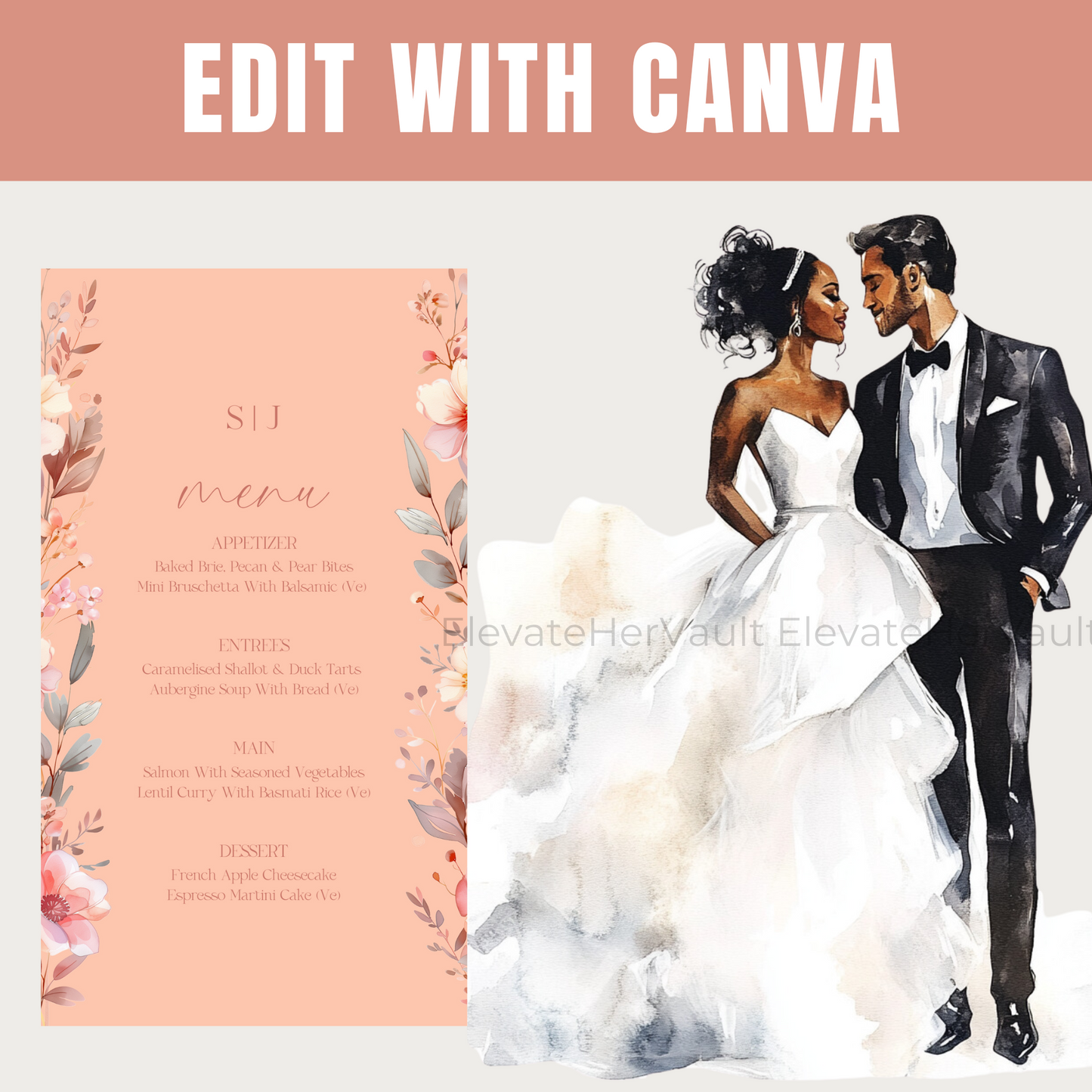 Terracotta Wedding Invitation Canva Wedding Templates Save the Date Editable Digital Invite Set Wedding Stationery Rustic Wedding Invitation