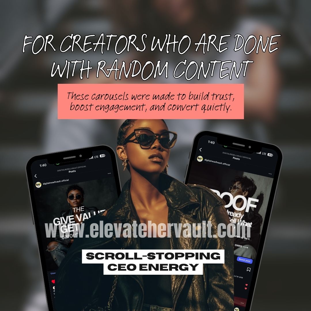 Instagram Carousel Templates for Business Canva Social Media Posts Faceless Marketing PLR MRR Black Boss Babe Content