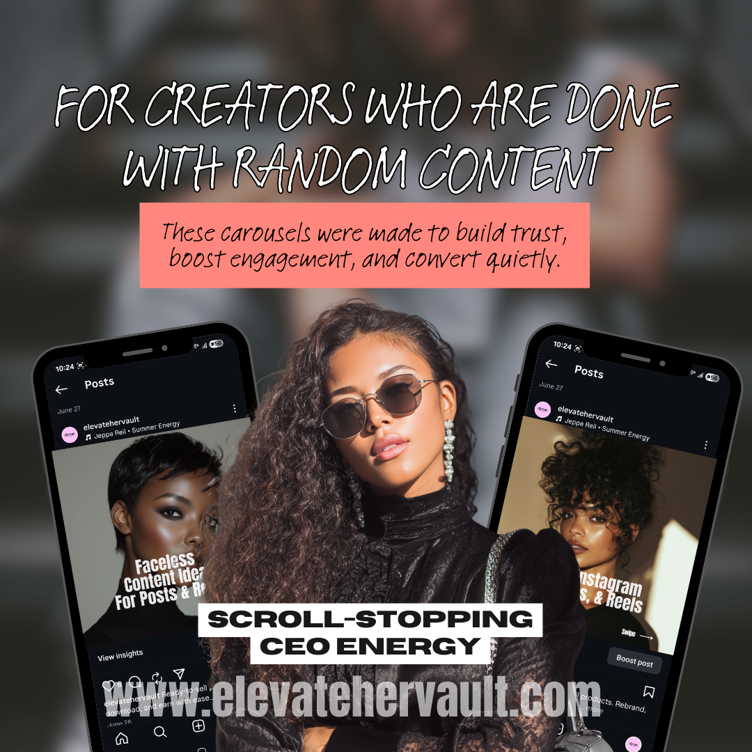 Instagram Carousel Canva Templates Melanated Edition 30 Days of Faceless Digital Marketing Content PLR & MRR