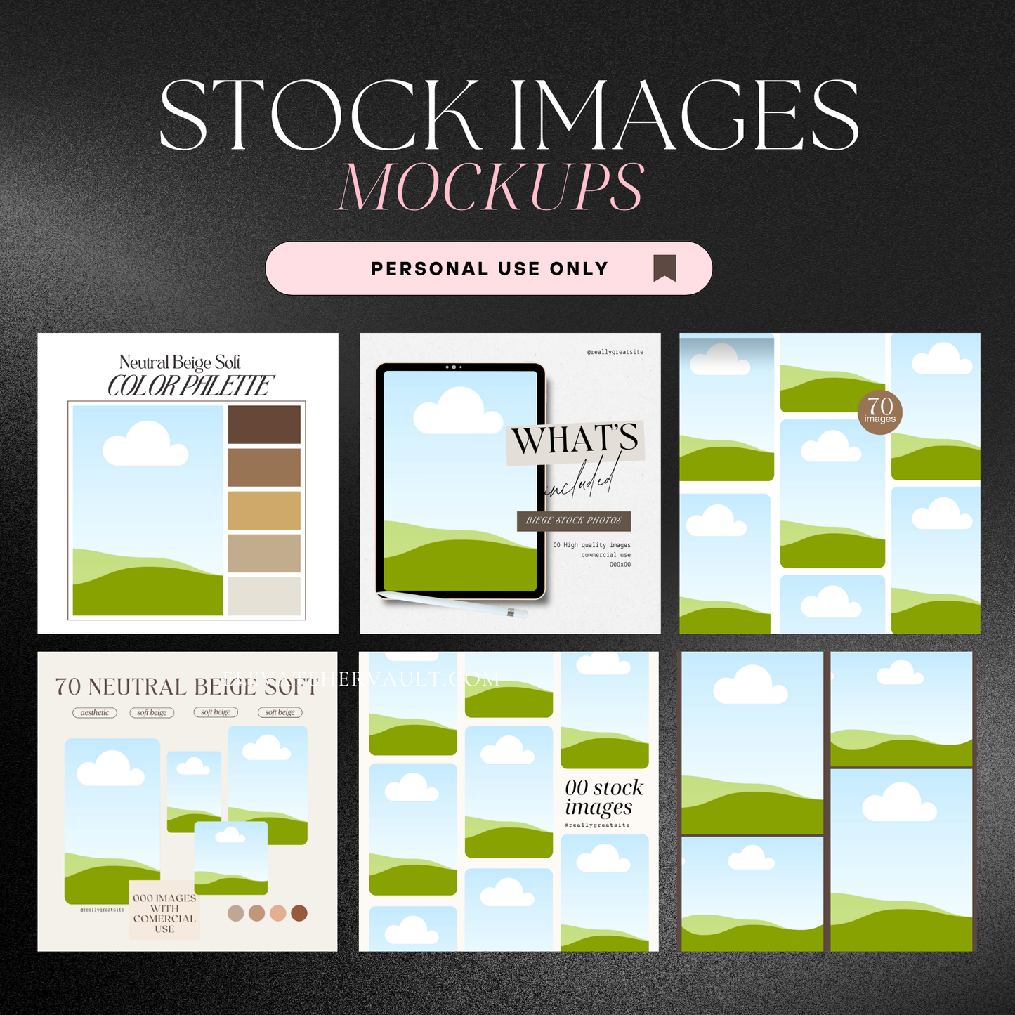 Canva template transformation examples showing how to upgrade stock photo presentations – www.elevatehervault.com
