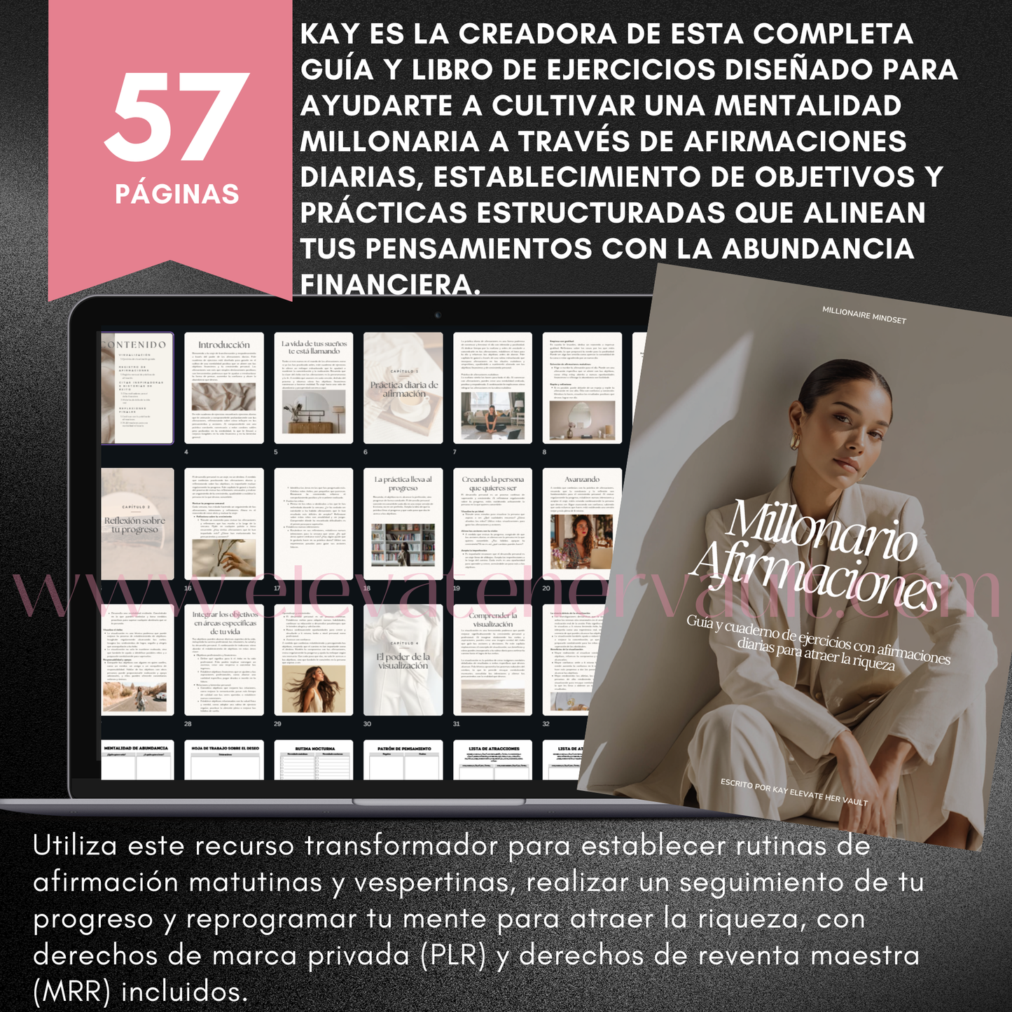 Guía y Cuaderno de Afirmaciones Millonarias | PLR & MRR en Español | Mentalidad de Riqueza y Abundancia