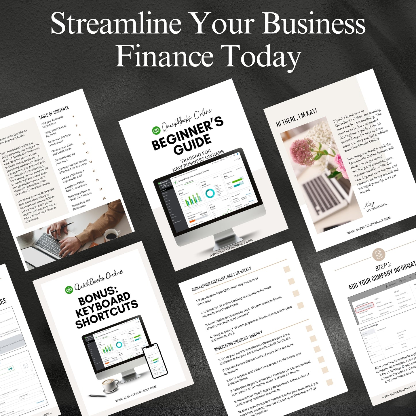 QuickBooks client onboarding tool, freelancer finance help, QuickBooks shortcut bonus, beginner-friendly QuickBooks workbook, financial basics for business, QBO simplified training, easy-to-follow QBO guide, startup accounting tips, ebook for virtual assistants, www.elevatehervault.com