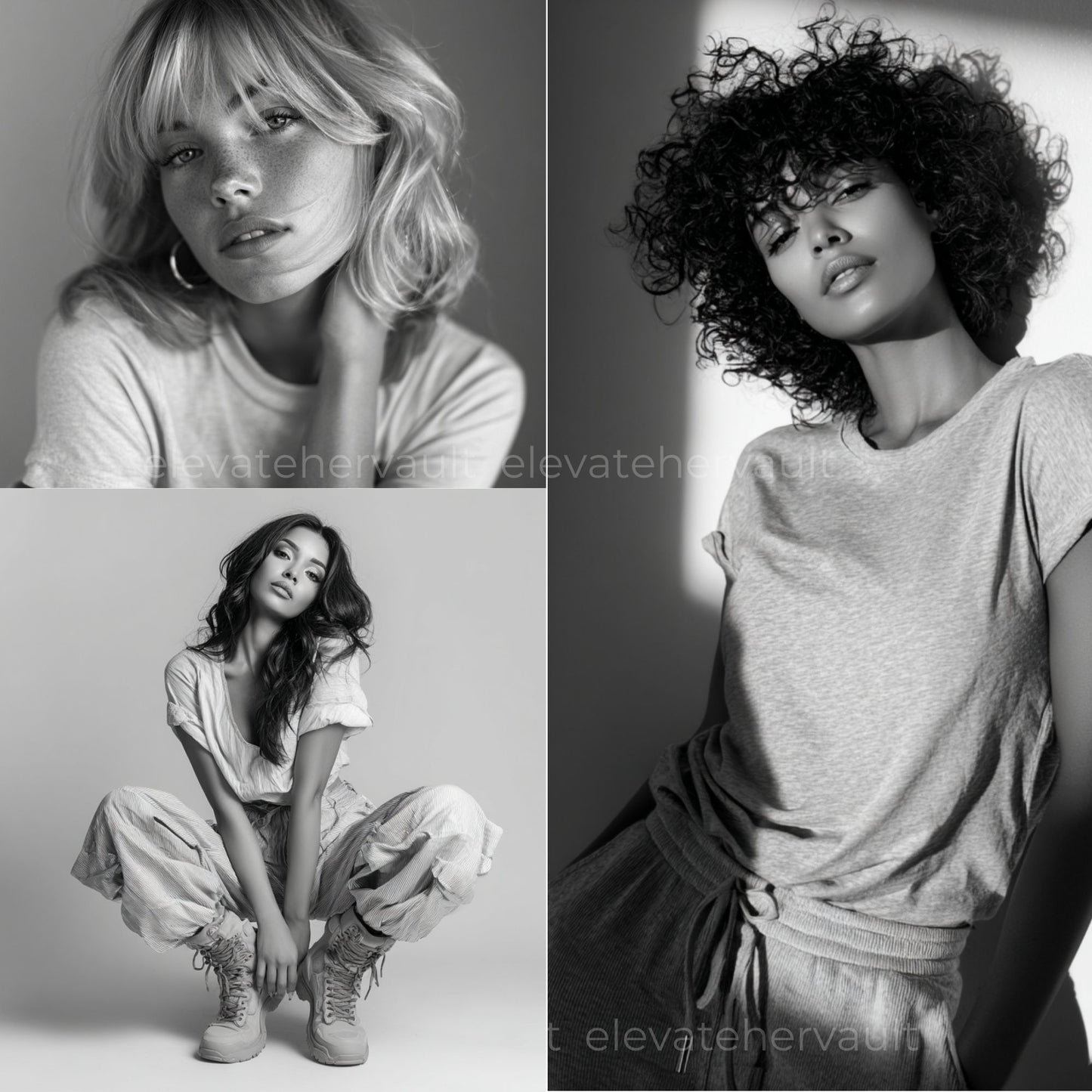 Every Day Girl Collection cover — B&W portrait bundle for social, design, blog — 80+ stock photos — www.elevatehervault.com