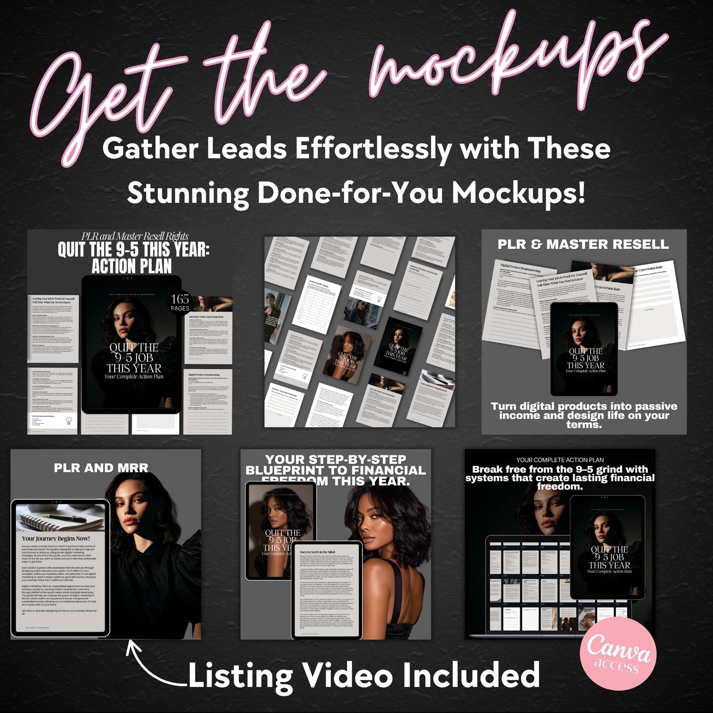 165-Page Action Plan Promo – Highlight showing 165 pages of step-by-step strategies to quit your 9–5. www.elevatehervault.com