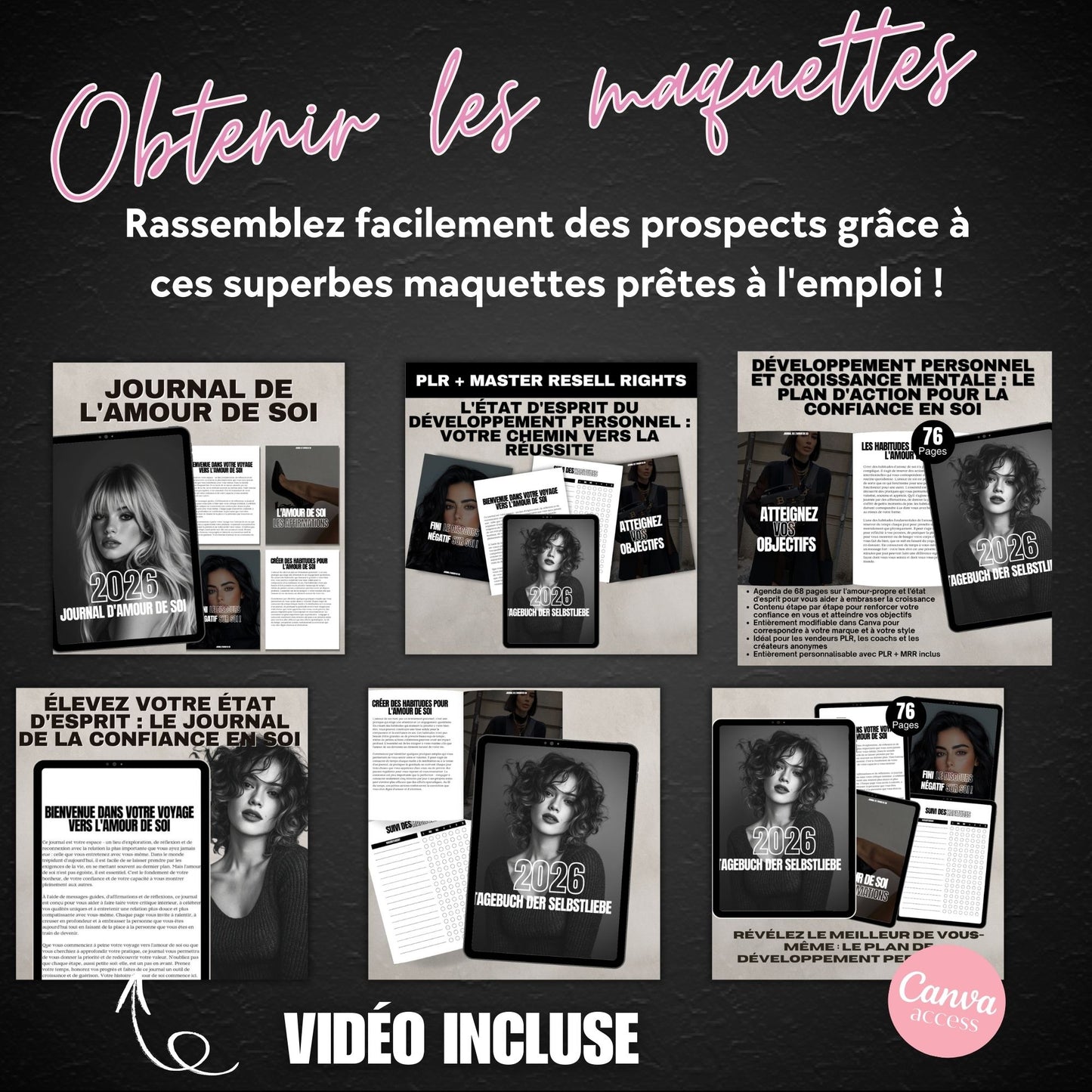 Journal numérique 2026 – Amour de soi & Confiance PLR + MRR Self Love Journal French Edition