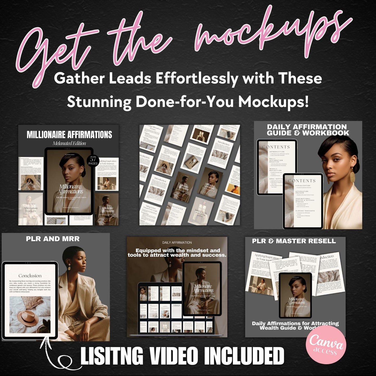 Millionaire Affirmations –Melanin Edition Daily Affirmations for Attracting Wealth Guide & Workbook (PLR + MRR)