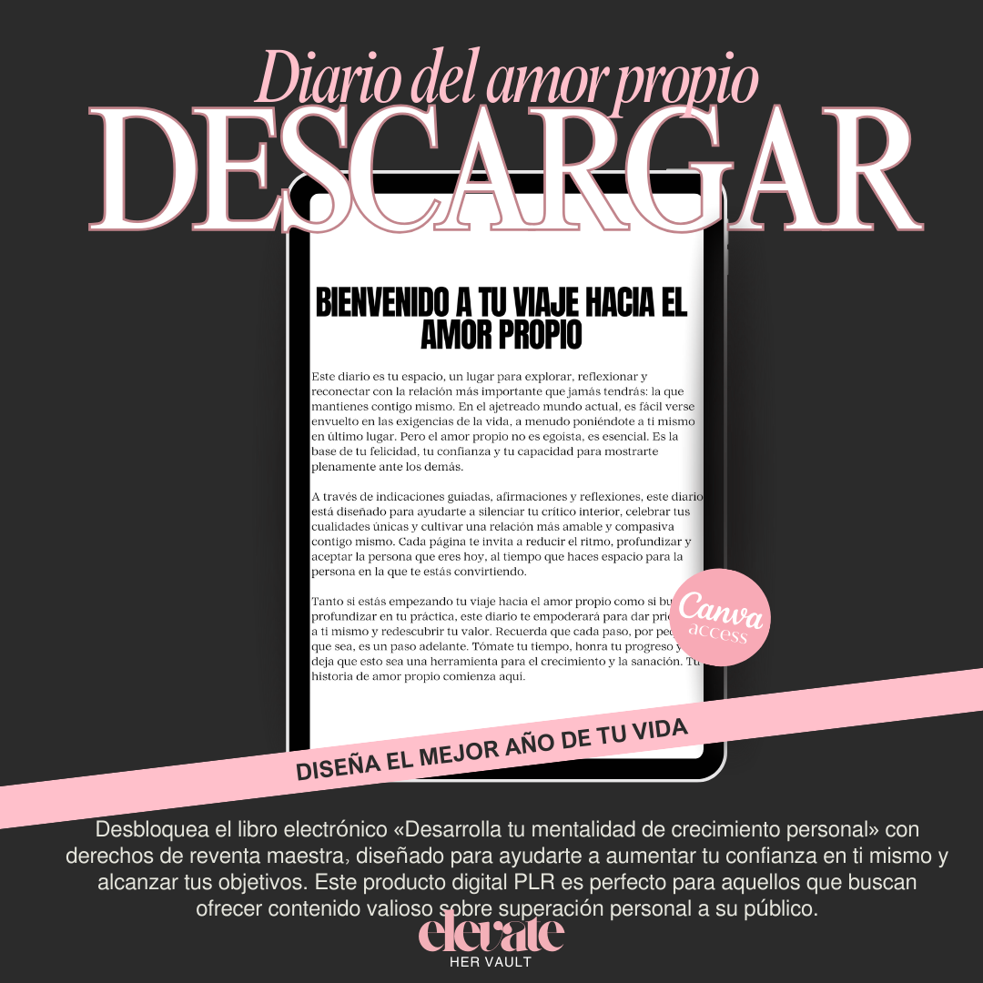 Diario Del Amor Propio Espanol 2026 Self-Love Journal Guided Affirmations & Planner (PLR/MRR) Spanish
