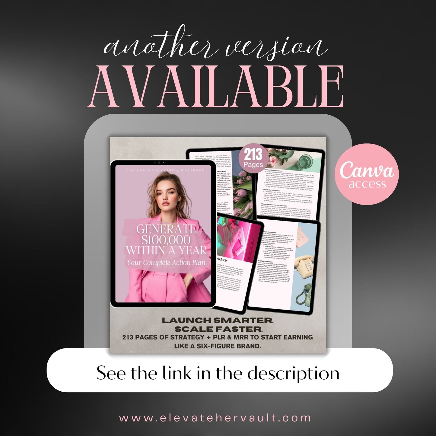resale-ready ebook, melanated creator business plan, feminine digital toolkit, PLR content bundle, rebrandable business guide, Canva editable planner, passive income manual, ebook for black business owners, www.elevatehervault.com