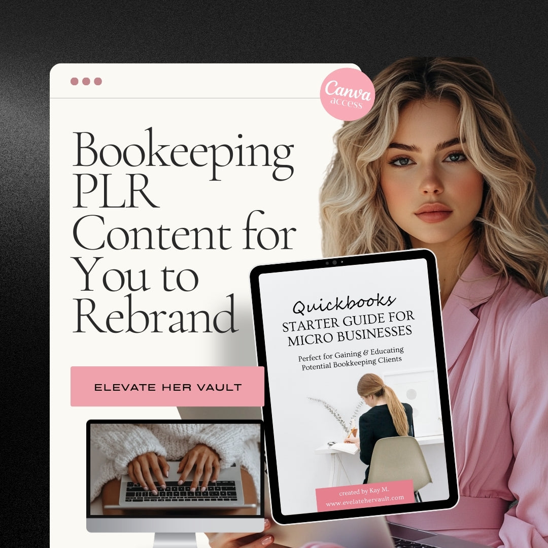 Canva QuickBooks template, editable Canva ebook, finance template Canva, bookkeeping design Canva, branded ebook guide, Canva checklist template, bookkeeping digital design, Canva for accountants, eBook for finance pros, Canva editable download, www.elevatehervault.com