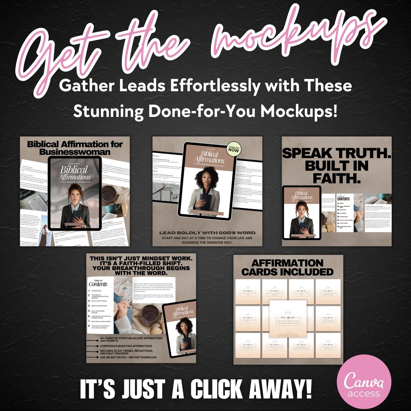 bundle of Christian product mockups, digital ebook marketing visuals, Canva social media templates for faith, Christian entrepreneur content graphics, promotional set for ebook, done-for-you mockup preview, faith-filled business visuals, editable Christian marketing materials, scripture affirmation promo kit, PLR mockups for Christian business, www.elevatehervault.com