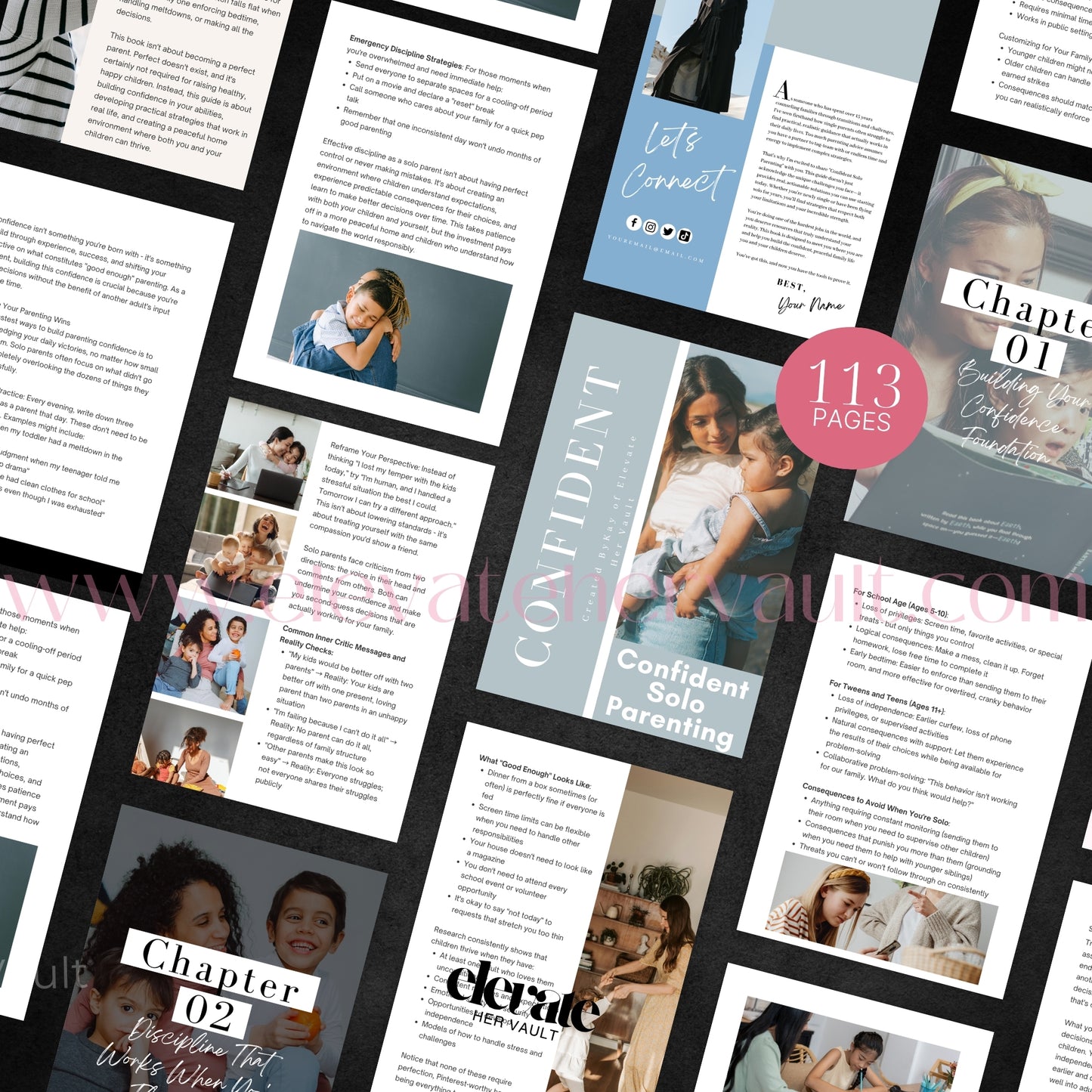 PLR parenting ebook, Canva parenting guide, done-for-you digital product, family-focused business tool, editable parenting PDF, resale rights content, support for single moms, parenting strategies ebook, professional parenting content, business growth digital guide, www.elevatehervault.com