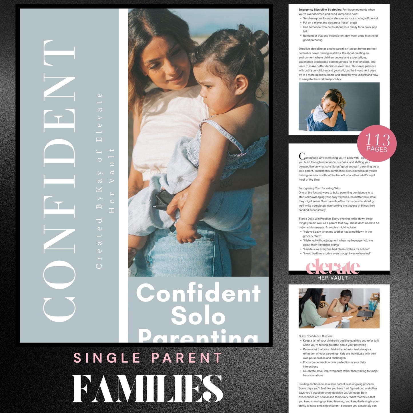 parenting PLR, solo parenting ebook, Canva parenting template, digital guide for moms, family coaching tool, resell rights content, parenting brand builder, single mom guide, editable ebook for coaches, family digital product, www.elevatehervault.com