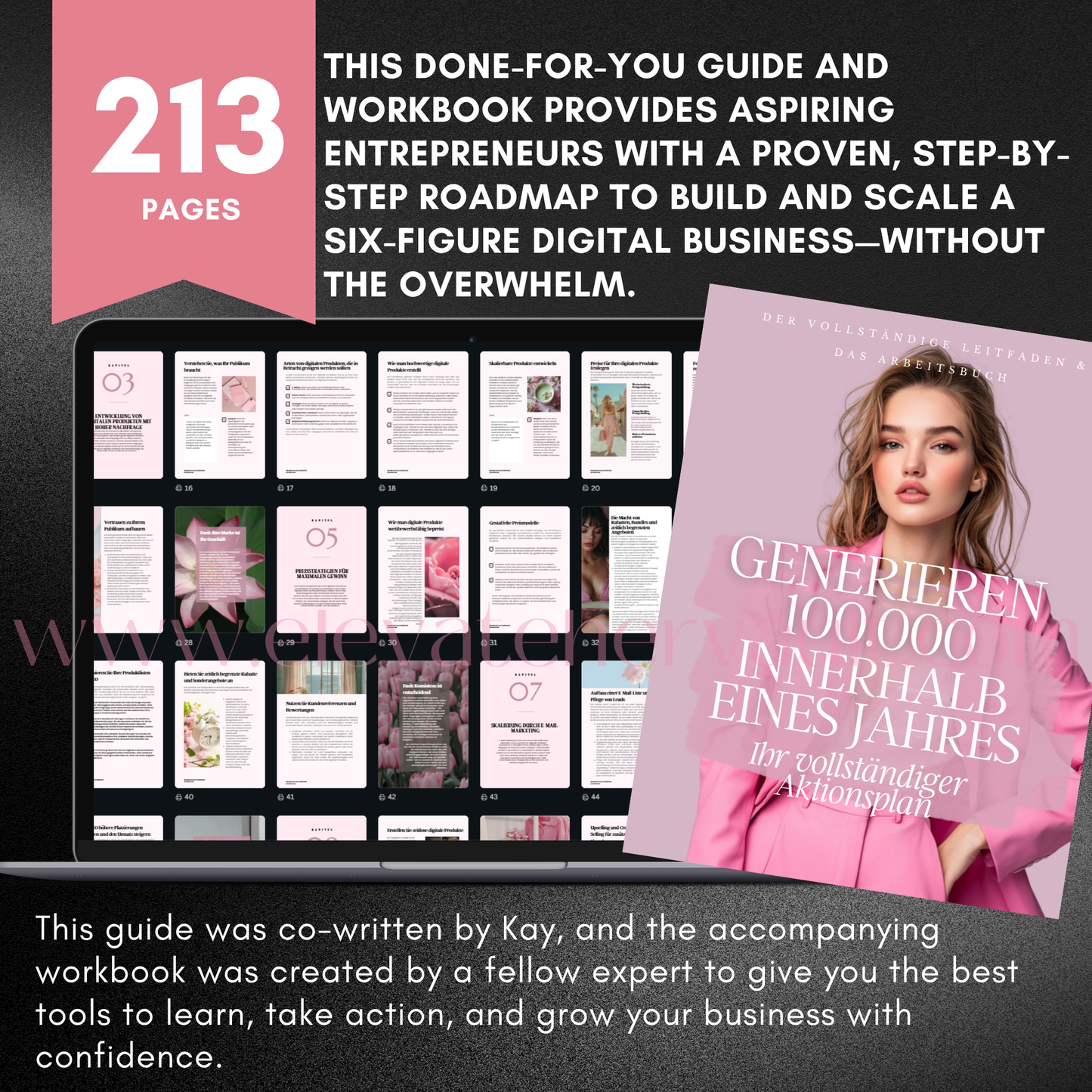 plug-and-play PLR, Canva ebook for businesswomen, resellable digital product, pink business planner, digital launch kit, online business success plan, PLR for coaches and creators, professional branding template, editable workbook bundle, www.elevatehervault.com