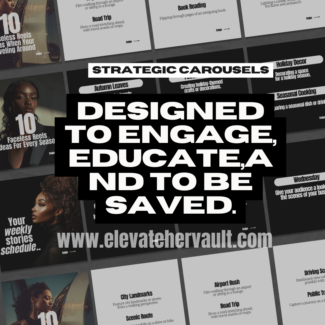 Instagram Carousel Canva Templates Melanated Edition 30 Days of Faceless Digital Marketing Content PLR & MRR