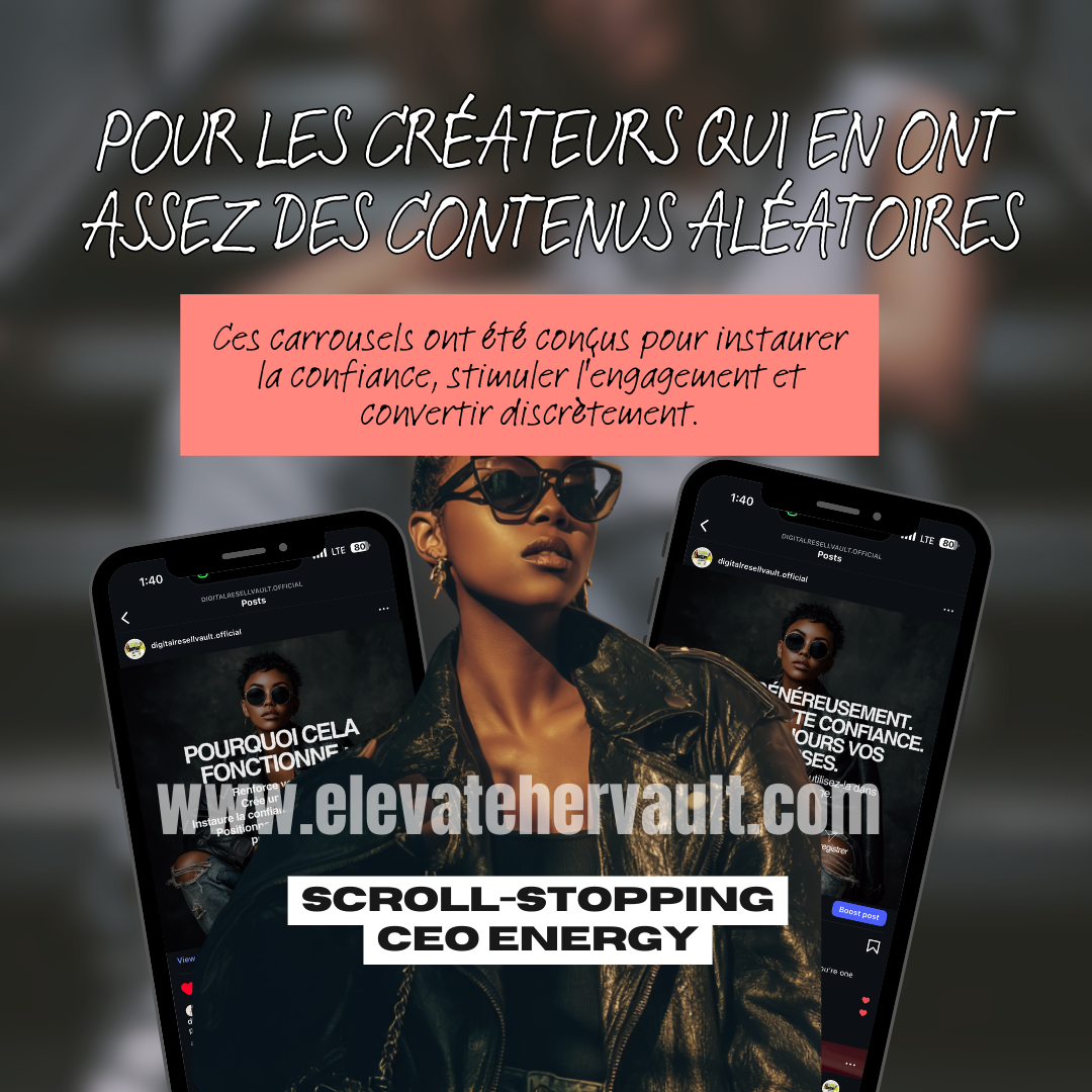 Person wearing sunglasses with text about scroll-stopping CEO energy and a website URL.
