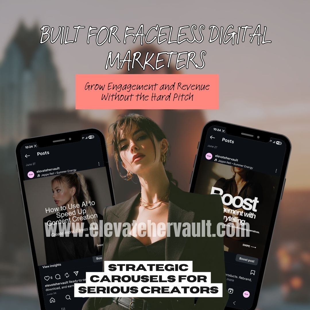 Digital Marketing Carousel Pack – Dark Aesthetic Canva Templates | Faceless Marketing | PLR & MRR | Boss Babe Content