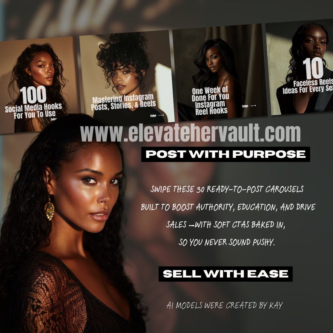 Instagram Carousel Canva Templates Melanated Edition 30 Days of Faceless Digital Marketing Content PLR & MRR