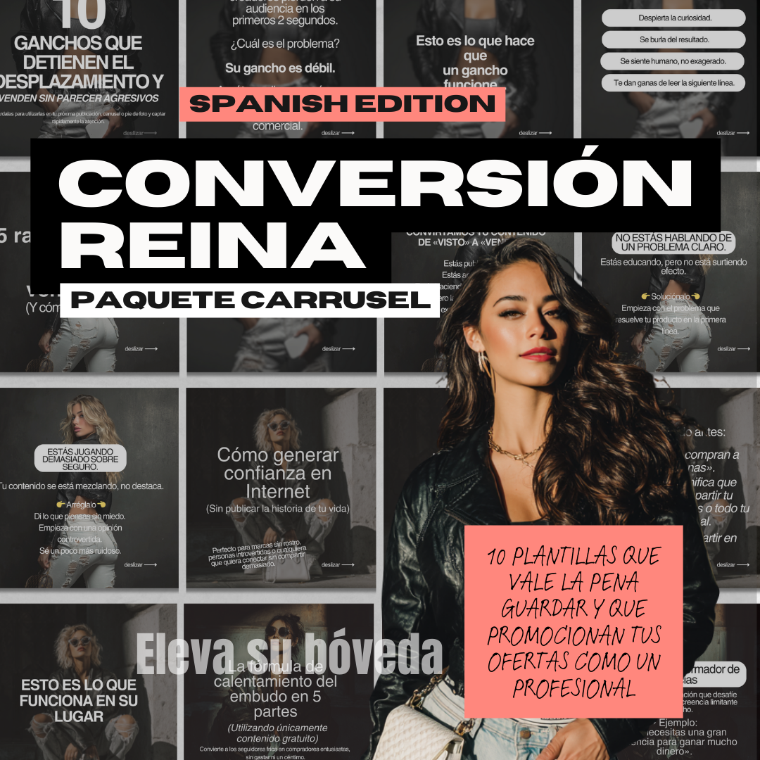 Instagram Carousel Posts Spanish Conversión Reina: Paquete Carrusel (Spanish Edition) PLR and MRR