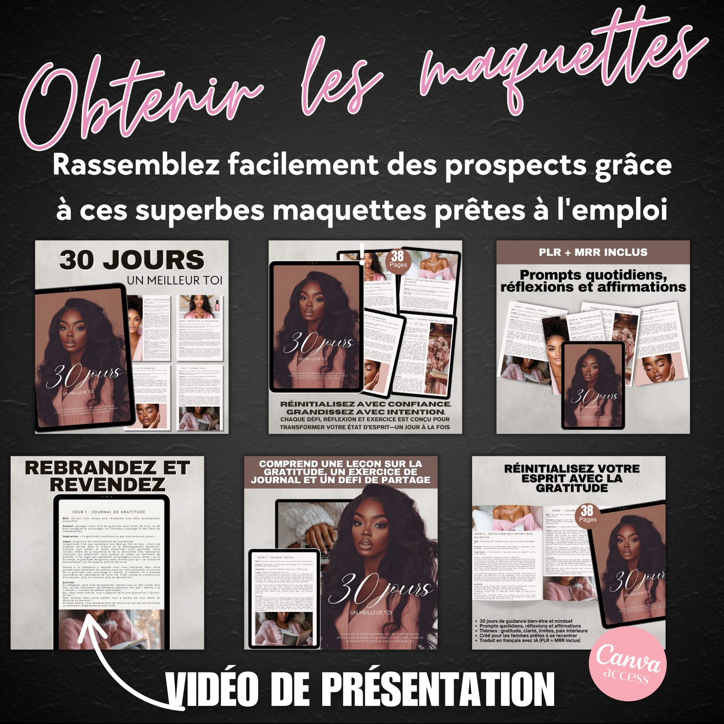 journal de gratitude français, ebook mindset en français, produit numérique pour femmes, PLR en français, développement personnel Canva, affirmation biblique, bien-être féminin, outil de croissance spirituelle, journal à réinitialiser, 30 jours de self-care, www.elevatehervault.com