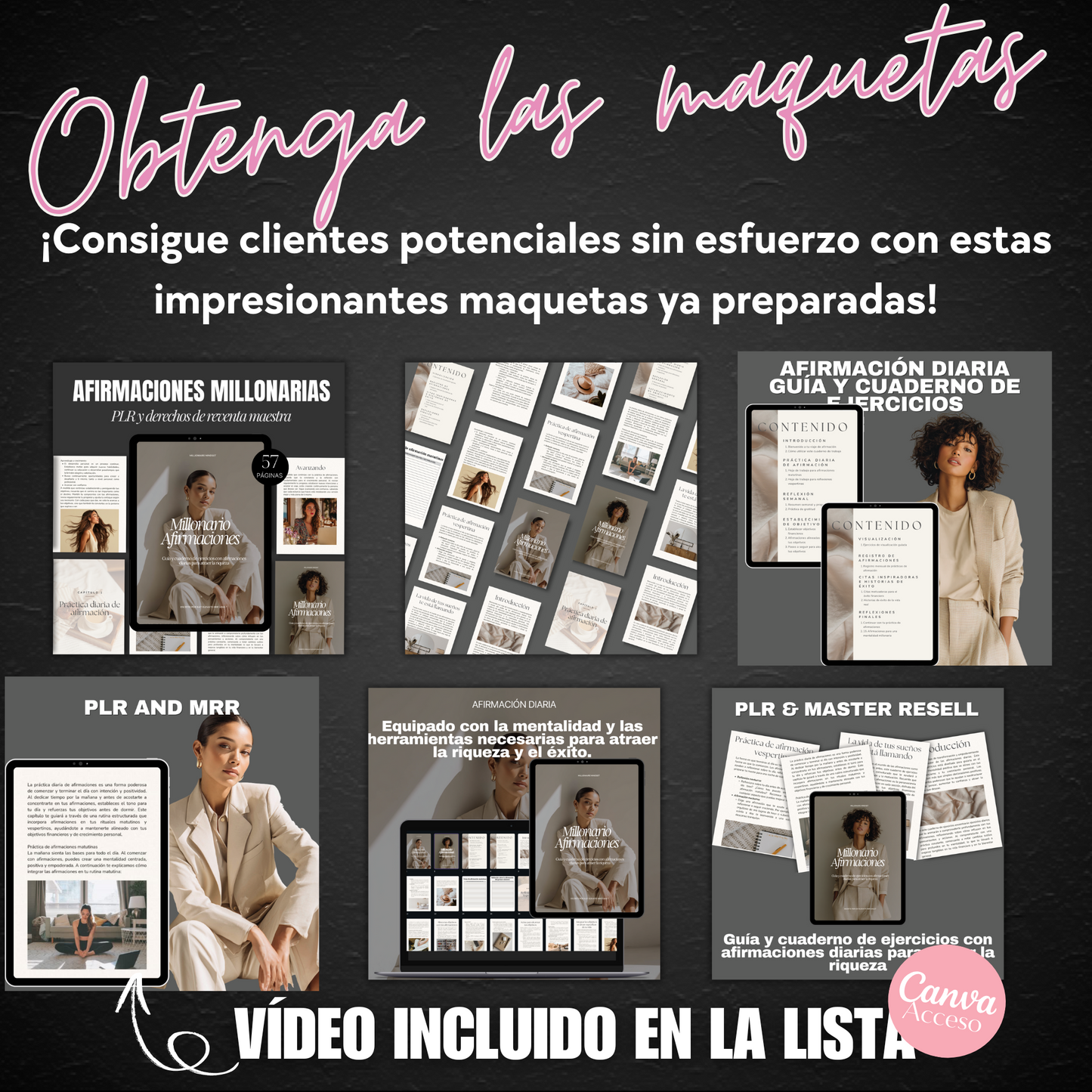 Guía y Cuaderno de Afirmaciones Millonarias | PLR & MRR en Español | Mentalidad de Riqueza y Abundancia