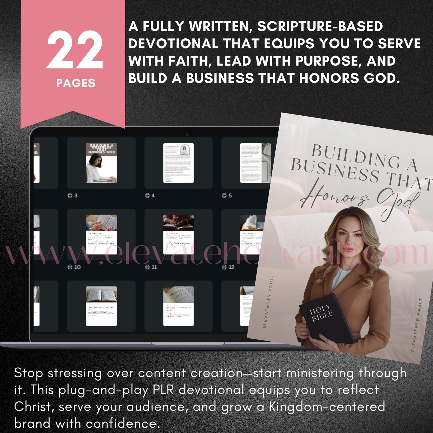 faith-based lead magnet, Canva devotional mockup, Christian businesswoman template, scripture-based workbook mockup, PLR mockup bundle, digital download for Christian coaches, rebrandable Christian content, plug and play devotional template, editable prayer journal pages, mockup for faith-based funnel, www.elevatehervault.com