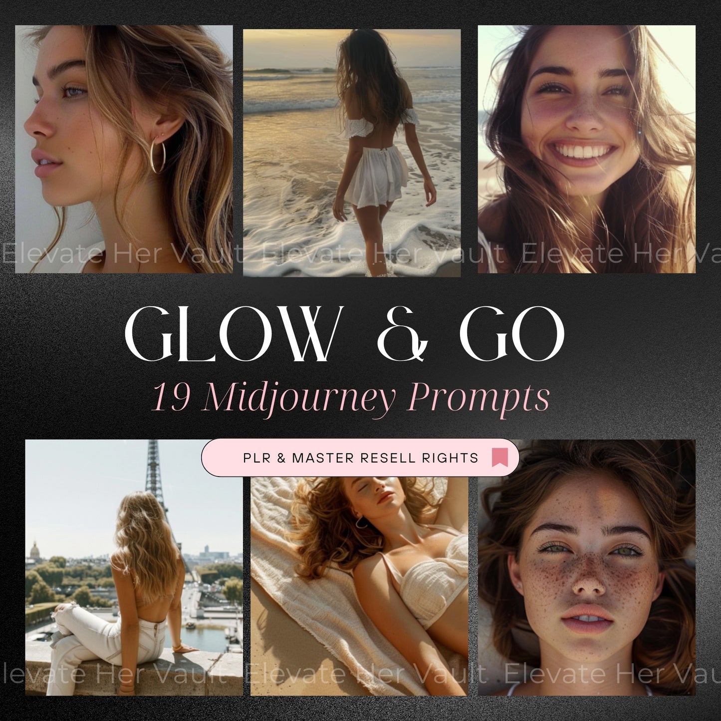 Sun-kissed MidJourney prompt bundle for glowing visuals, feminine summer-inspired AI images, warm tones and beachy aesthetic prompts, 24 custom prompts for stunning content, stock photo style visuals for content creators, digital assets to build a lifestyle brand, AI prompt toolkit for influencers, radiant content made easy with MidJourney, prompts tailored for bright and beautiful branding
www.elevatehervault.com