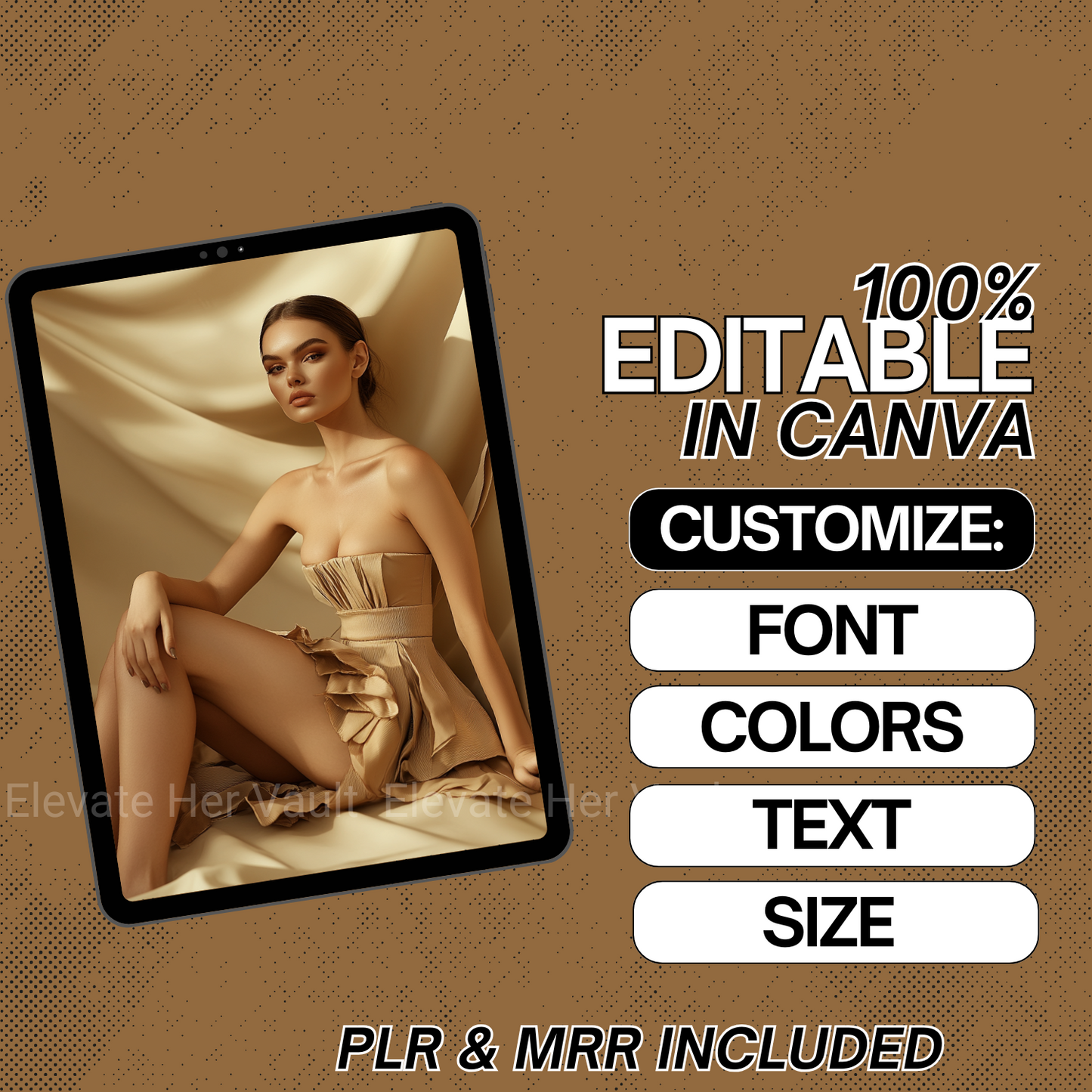 Editable Canva template preview for customizing your Café Glow stock images with text, colors, fonts, and layouts. www.elevatehervault.com