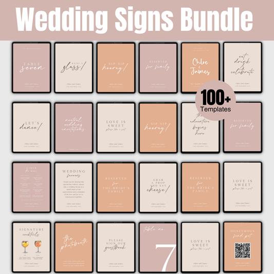 Wedding Sign Bundle Editable Wedding Sign Printable MRR Welcome Sign Modern Wedding Signage Templates Reception Signs PLR Digital Product