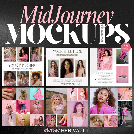 Midjourney Mockups cover preview showcasing pink aesthetic example layout – www.elevatehervault.com