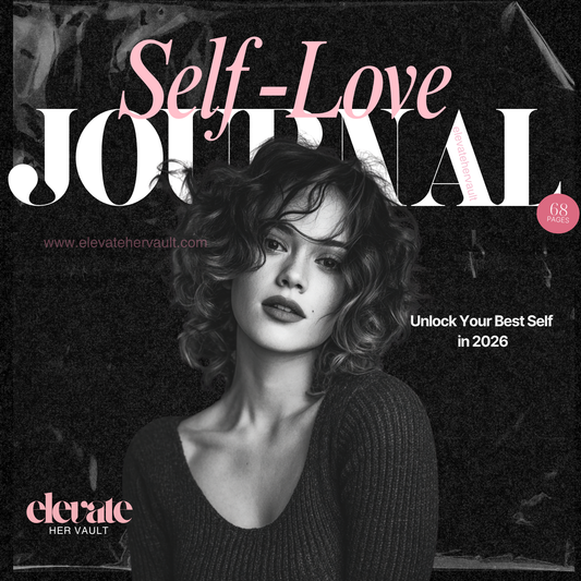Cover of 'Self-Love Journal' with a woman's face and text on a dark background