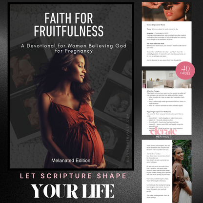 Tablet mockup displaying the Faith for Fruitfulness devotional cover with the headline “Digital Product for Your Faith-Based Business.” elevatehervault.com