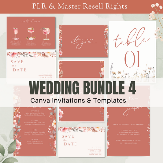 Terracotta Wedding Invitation Canva Wedding Templates Save the Date Editable Digital Invite Set Wedding Stationery Rustic Wedding Invitation