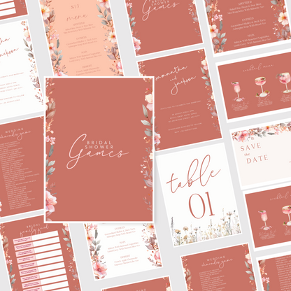 Terracotta Wedding Invitation Canva Wedding Templates Save the Date Editable Digital Invite Set Wedding Stationery Rustic Wedding Invitation