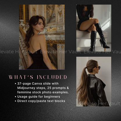 Dark Elegance – 25 MidJourney Prompts + Stock Image Kit +How To Video  PLR/MRR Included