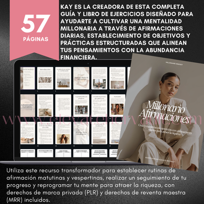 Guía y Cuaderno de Afirmaciones Millonarias | PLR & MRR en Español | Mentalidad de Riqueza y Abundancia