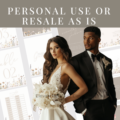 Man and woman in formal attire with wedding details in the background www.elevatehervault.com