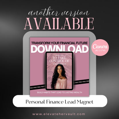 personal finance lead magnet with a beautiful white woman on ebook cover www.elevatehervault.com