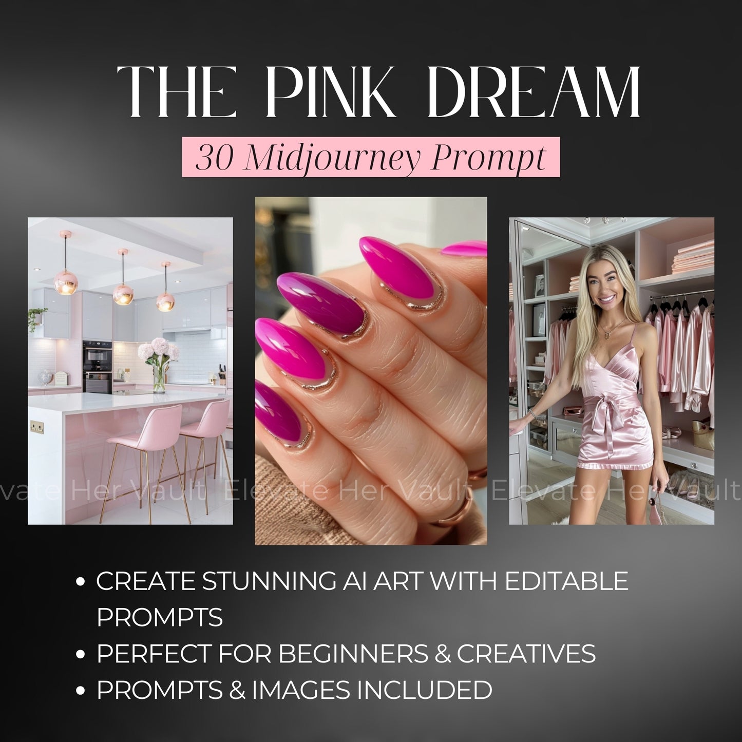 The Pink Dream – MidJourney Prompt Pack Create Stock Images Guide with Video & Stock Images PLR/MRR