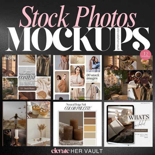 Premium stock photo mockups showing styled content layouts for marketing – www.elevatehervault.com