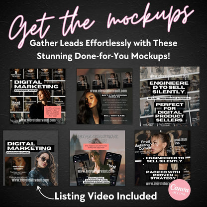 Digital Marketing Carousel Pack – Dark Aesthetic Canva Templates | Faceless Marketing | PLR & MRR | Boss Babe Content