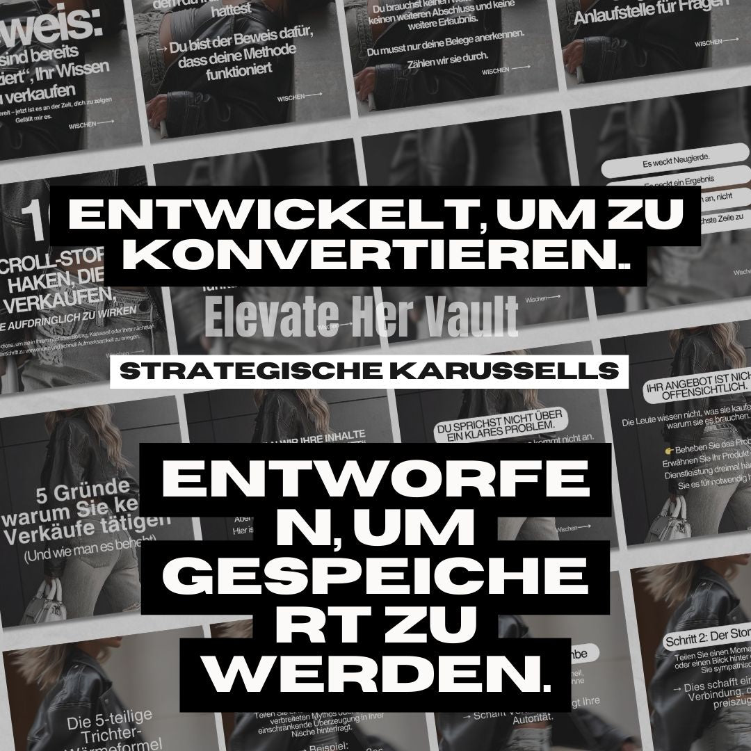 Collage of magazine pages with text in German, featuring promotional phrases.